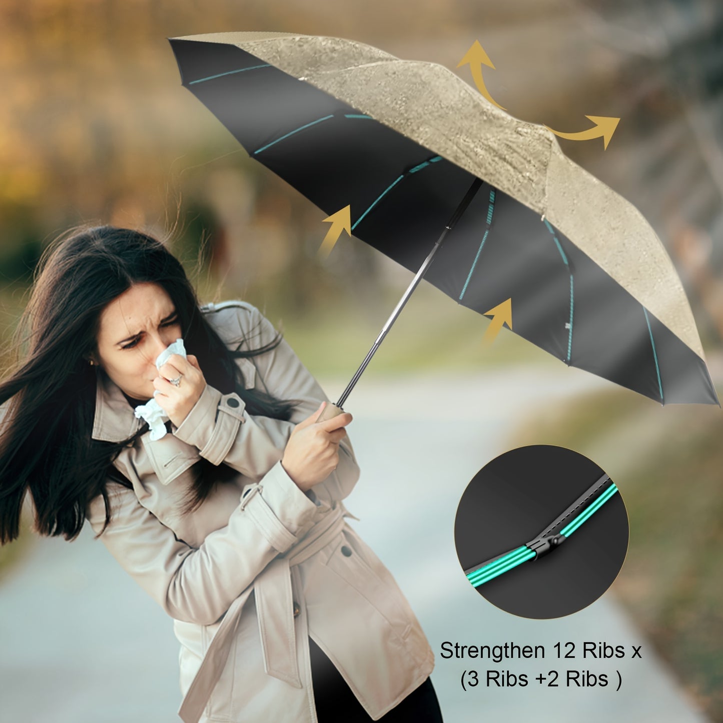 Indestructible Windproof 12-bone Umbrella (3+2Ribs) - Fashion-forward Design For Men With Premium UV Protection - Versatile All-weather Sunshade And Female Umbrella - Automatic Opening\u002Fclosing, Compact Folding Design For Ultimate Convenience