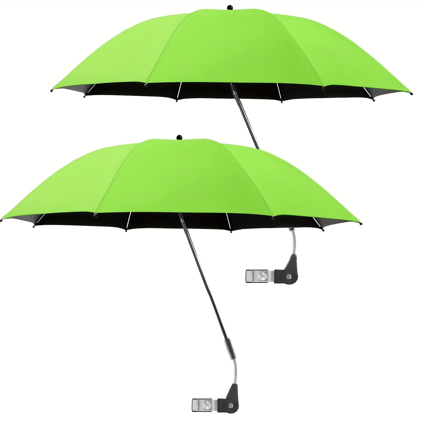 2 Pack Chair Beach Umbrella with 360° Clamp, UPF50+ Sun Protection, Carbon Fiber Pole & Lightweight Polyester Canopy, Mixed Colors for Beach, Camping, Patio, Outdoor Travel, Camping Essentials, Classic Umbrella Design, Durable Clamp Base
