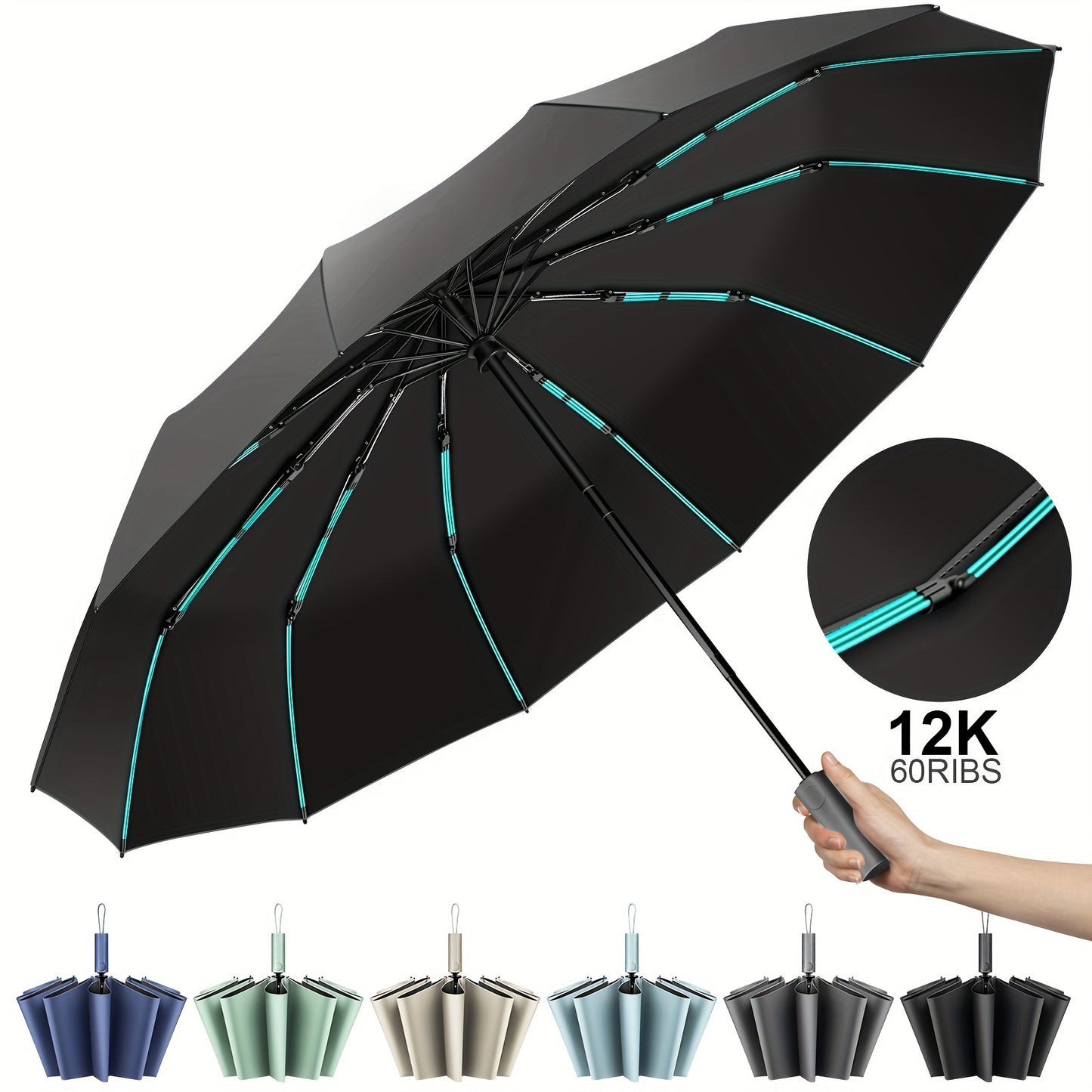 Indestructible Windproof 12-bone Umbrella (3+2Ribs) - Fashion-forward Design For Men With Premium UV Protection - Versatile All-weather Sunshade And Female Umbrella - Automatic Opening\u002Fclosing, Compact Folding Design For Ultimate Convenience