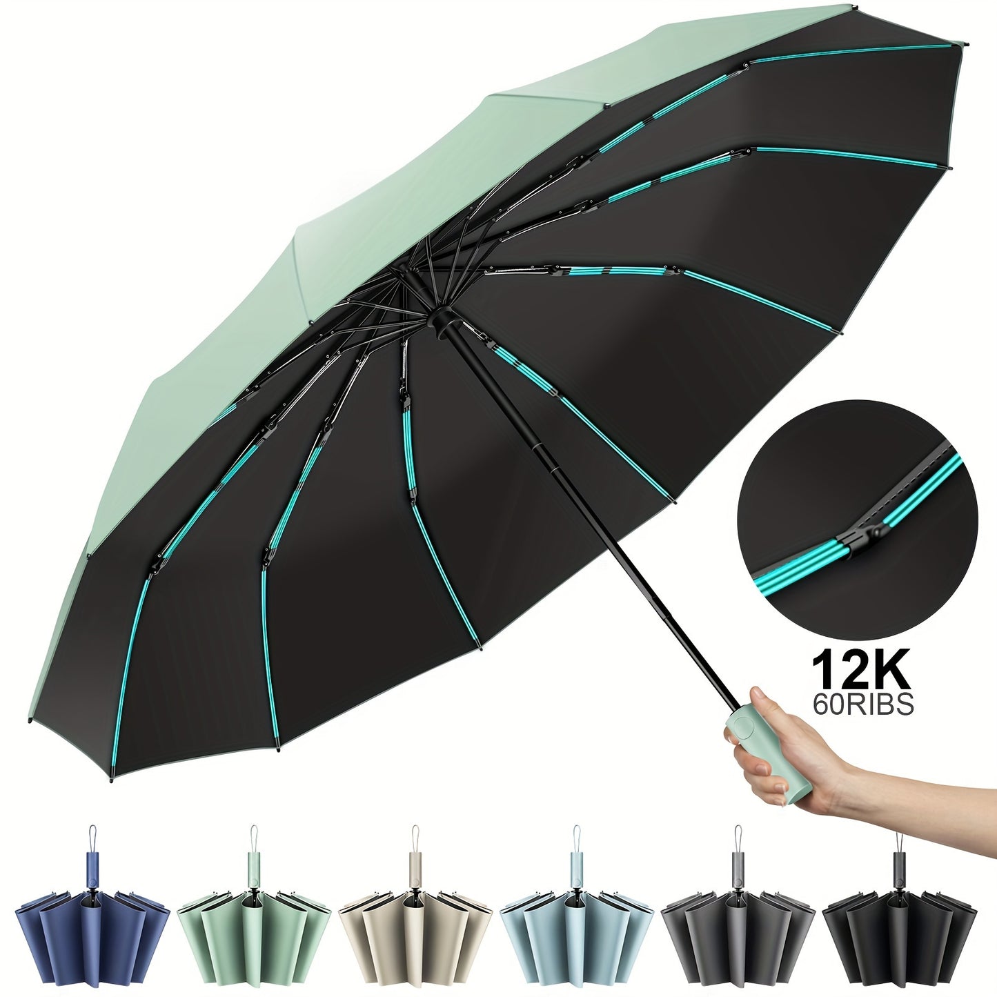 Indestructible Windproof 12-bone Umbrella (3+2Ribs) - Fashion-forward Design For Men With Premium UV Protection - Versatile All-weather Sunshade And Female Umbrella - Automatic Opening\u002Fclosing, Compact Folding Design For Ultimate Convenience