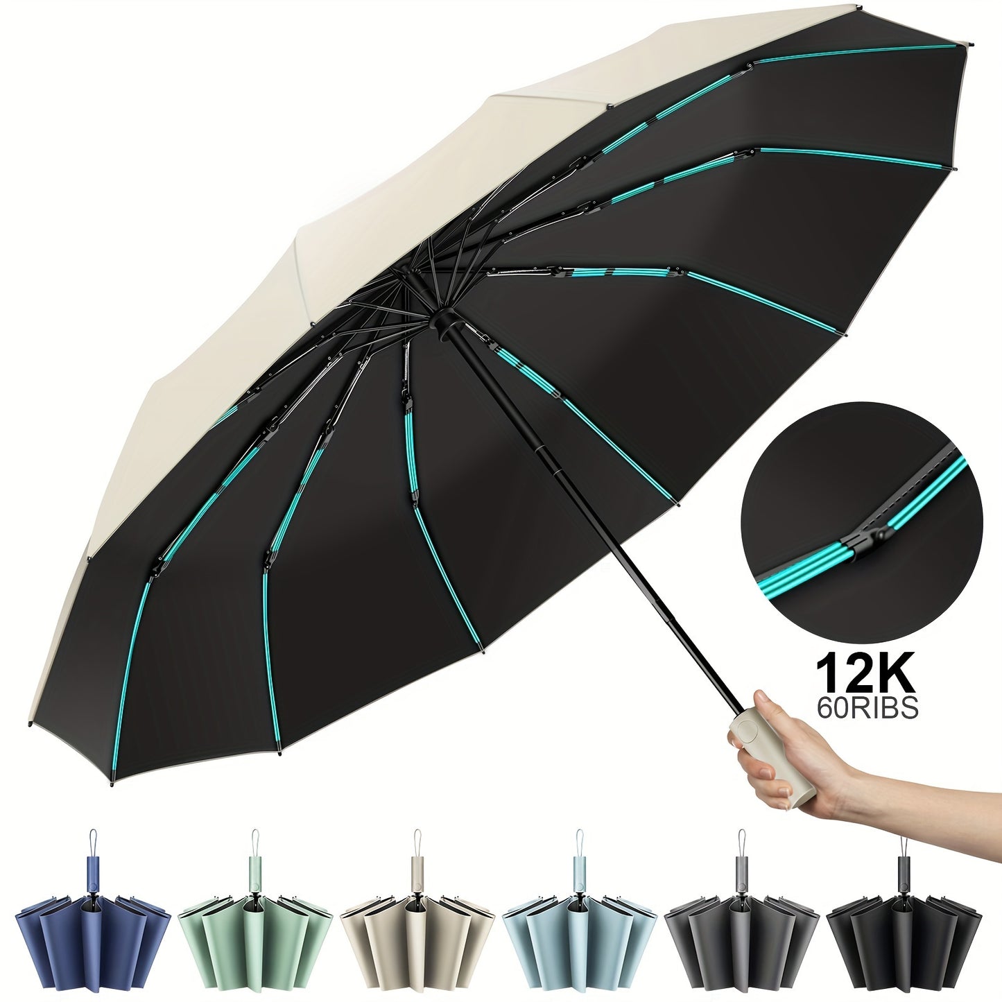Indestructible Windproof 12-bone Umbrella (3+2Ribs) - Fashion-forward Design For Men With Premium UV Protection - Versatile All-weather Sunshade And Female Umbrella - Automatic Opening\u002Fclosing, Compact Folding Design For Ultimate Convenience