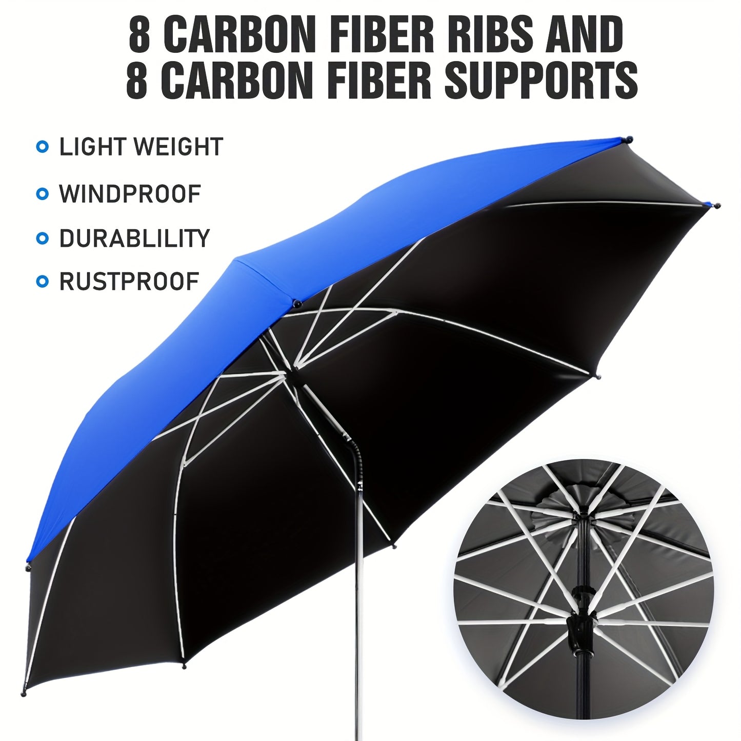 2 Pack Chair Beach Umbrella with 360° Clamp, UPF50+ Sun Protection, Carbon Fiber Pole & Lightweight Polyester Canopy, Mixed Colors for Beach, Camping, Patio, Outdoor Travel, Camping Essentials, Classic Umbrella Design, Durable Clamp Base