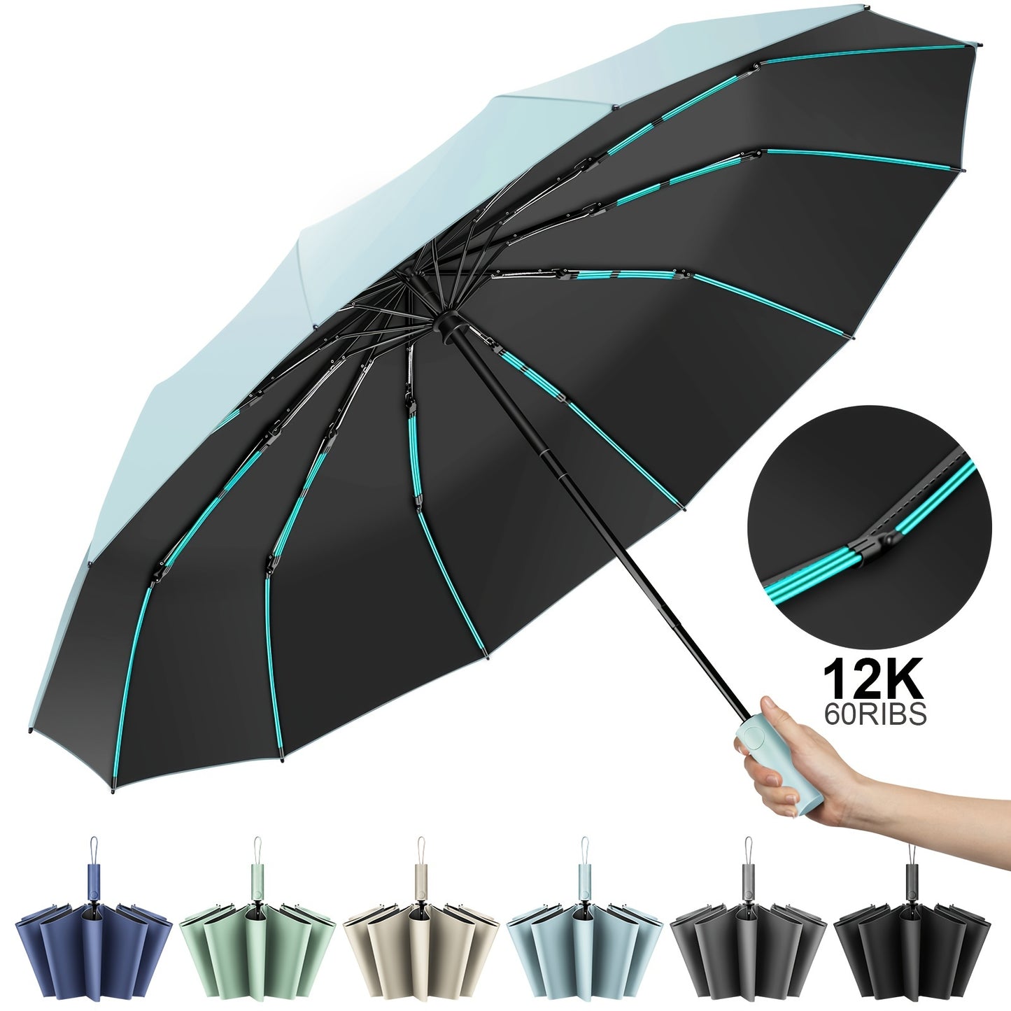 Indestructible Windproof 12-bone Umbrella (3+2Ribs) - Fashion-forward Design For Men With Premium UV Protection - Versatile All-weather Sunshade And Female Umbrella - Automatic Opening\u002Fclosing, Compact Folding Design For Ultimate Convenience