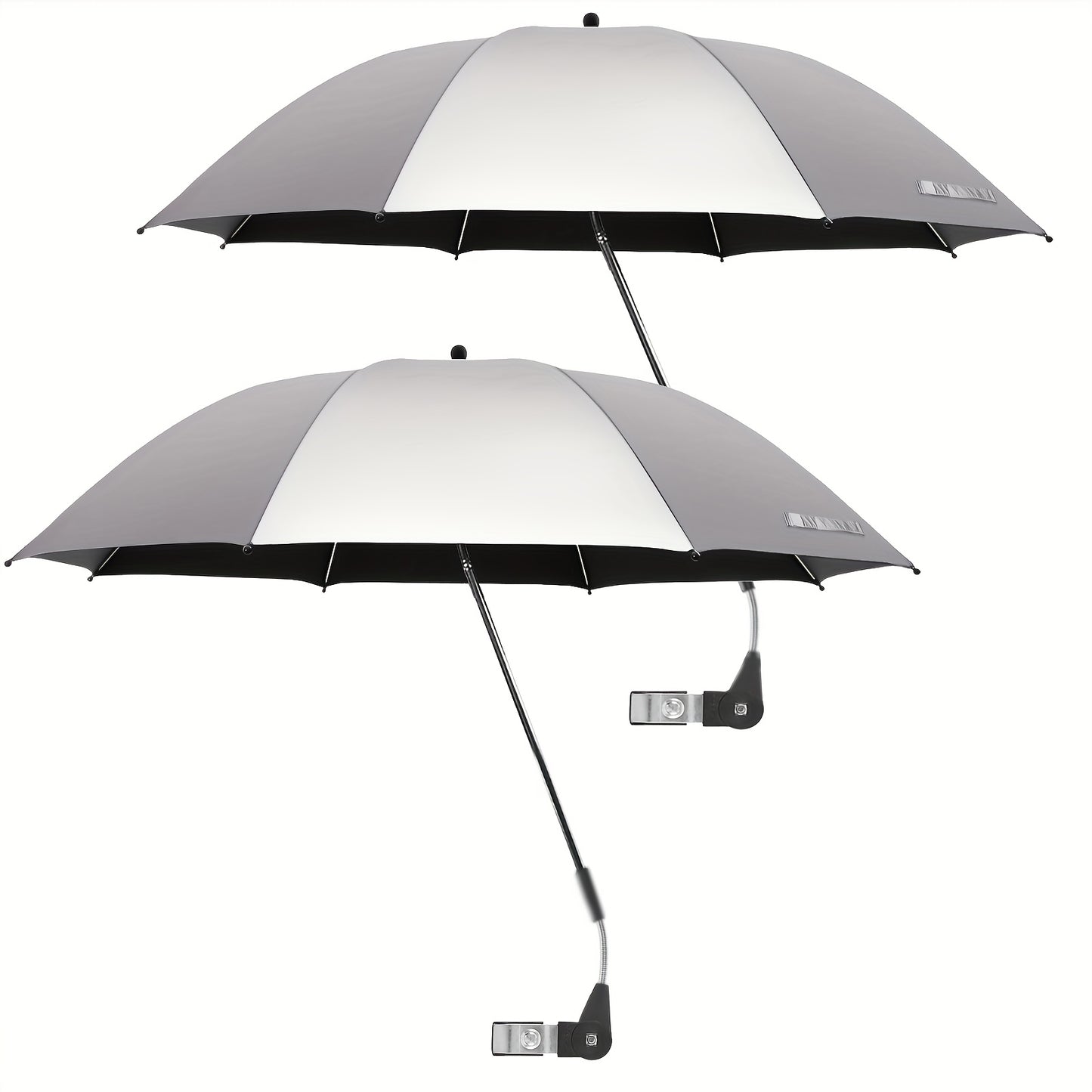 2 Pack Chair Beach Umbrella with 360° Clamp, UPF50+ Sun Protection, Carbon Fiber Pole & Lightweight Polyester Canopy, Mixed Colors for Beach, Camping, Patio, Outdoor Travel, Camping Essentials, Classic Umbrella Design, Durable Clamp Base