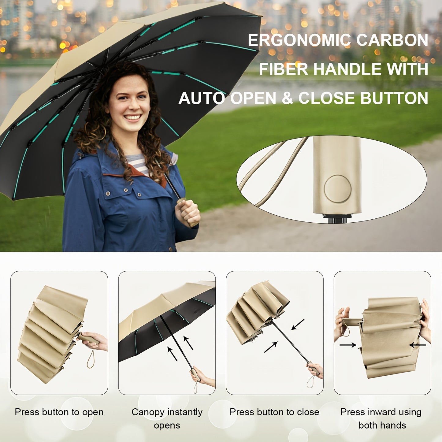Indestructible Windproof 12-bone Umbrella (3+2Ribs) - Fashion-forward Design For Men With Premium UV Protection - Versatile All-weather Sunshade And Female Umbrella - Automatic Opening\u002Fclosing, Compact Folding Design For Ultimate Convenience