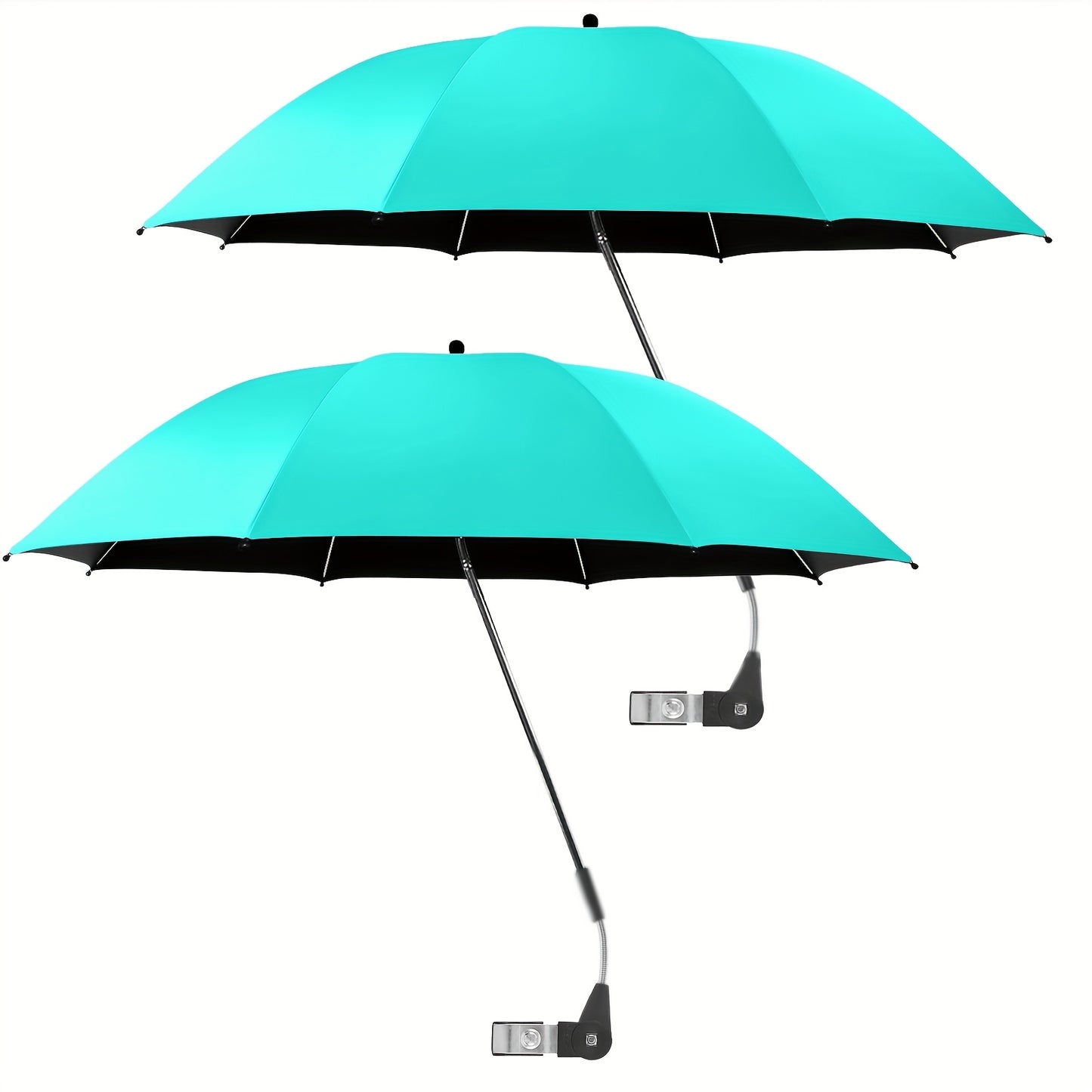 2 Pack Chair Beach Umbrella with 360° Clamp, UPF50+ Sun Protection, Carbon Fiber Pole & Lightweight Polyester Canopy, Mixed Colors for Beach, Camping, Patio, Outdoor Travel, Camping Essentials, Classic Umbrella Design, Durable Clamp Base