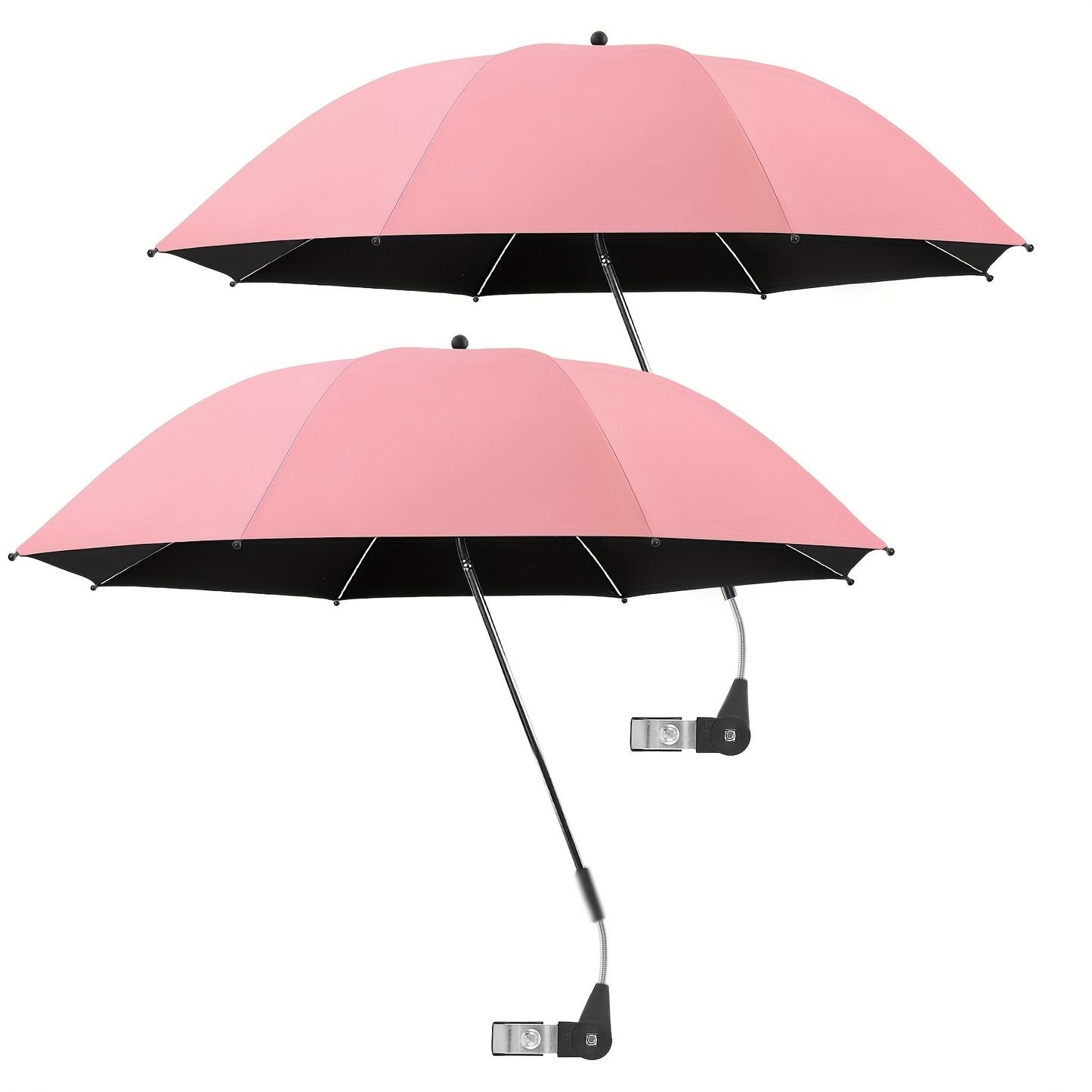2 Pack Chair Beach Umbrella with 360° Clamp, UPF50+ Sun Protection, Carbon Fiber Pole & Lightweight Polyester Canopy, Mixed Colors for Beach, Camping, Patio, Outdoor Travel, Camping Essentials, Classic Umbrella Design, Durable Clamp Base