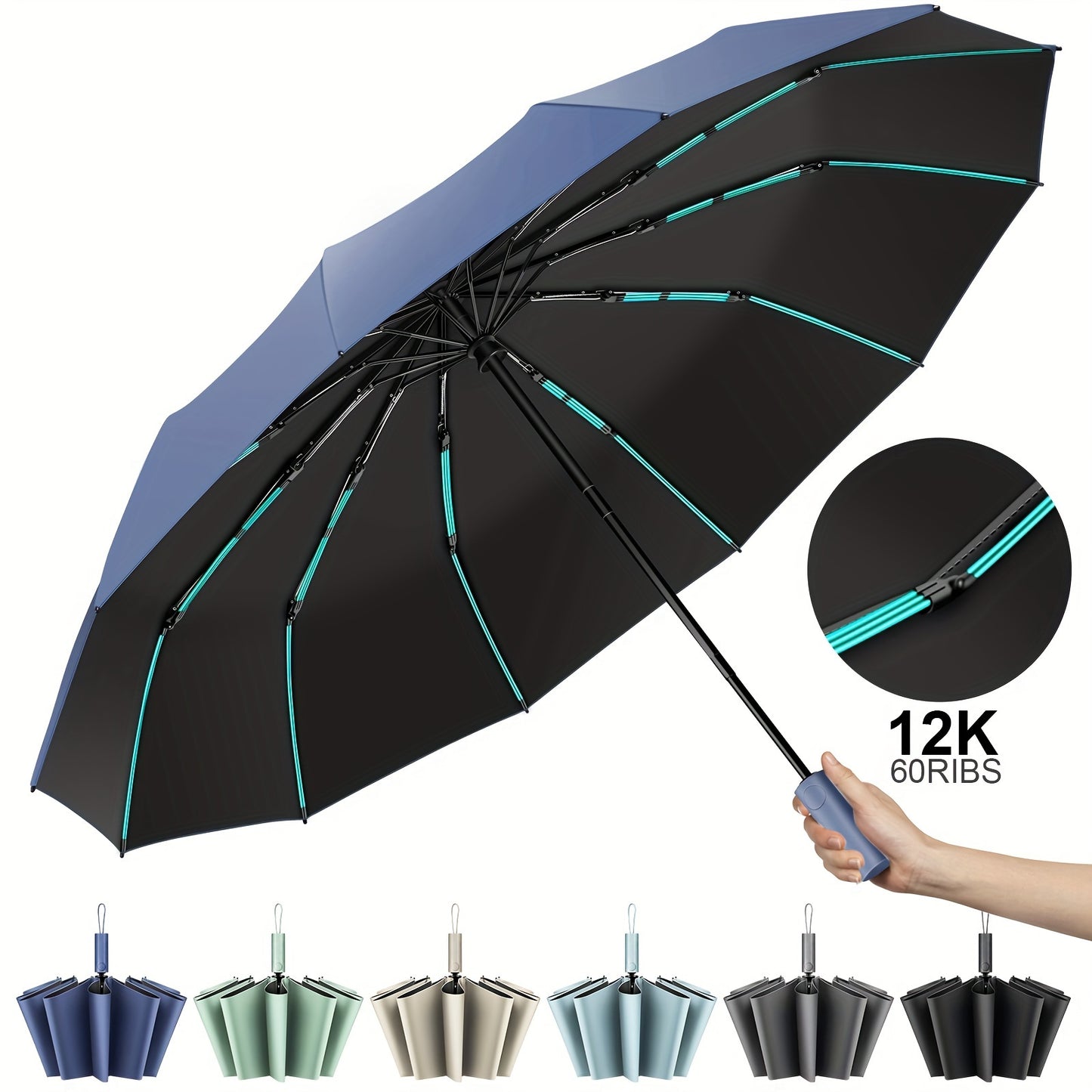 Indestructible Windproof 12-bone Umbrella (3+2Ribs) - Fashion-forward Design For Men With Premium UV Protection - Versatile All-weather Sunshade And Female Umbrella - Automatic Opening\u002Fclosing, Compact Folding Design For Ultimate Convenience