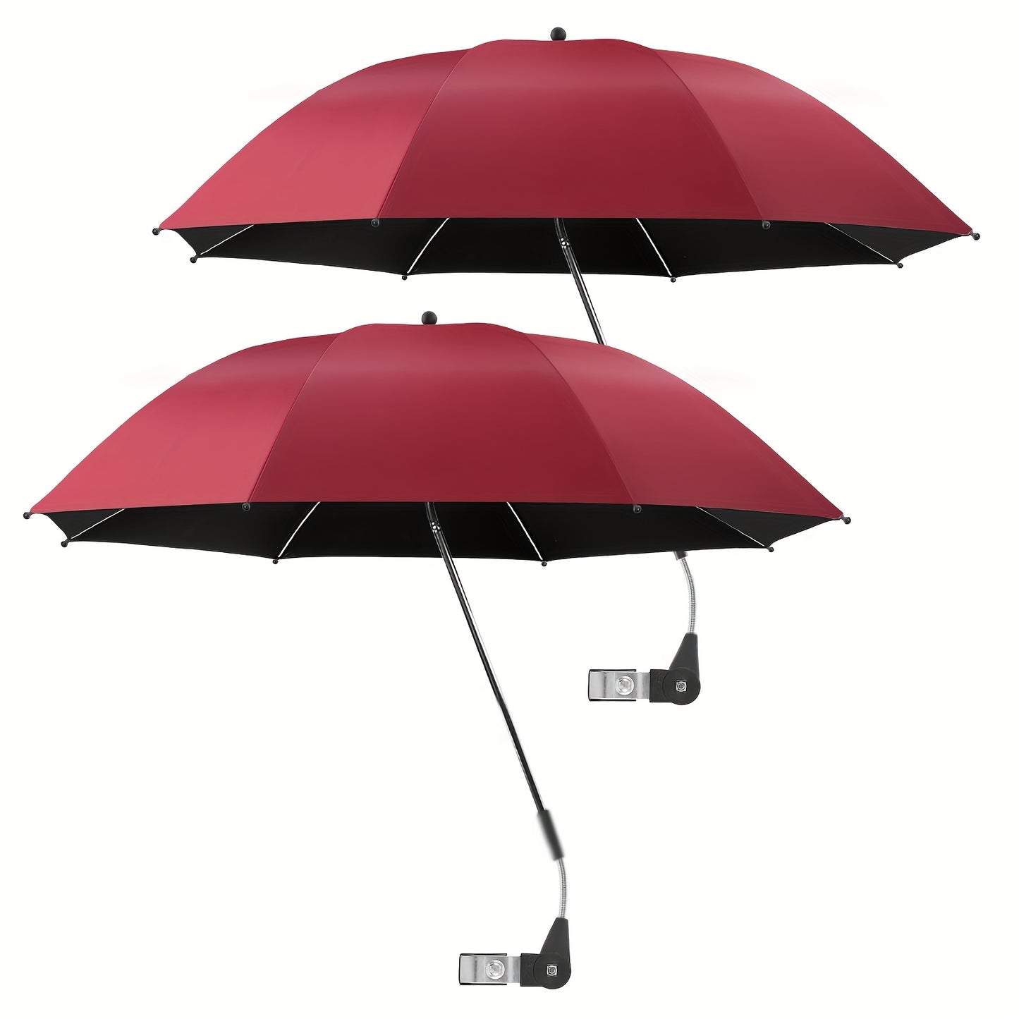 2 Pack Chair Beach Umbrella with 360° Clamp, UPF50+ Sun Protection, Carbon Fiber Pole & Lightweight Polyester Canopy, Mixed Colors for Beach, Camping, Patio, Outdoor Travel, Camping Essentials, Classic Umbrella Design, Durable Clamp Base