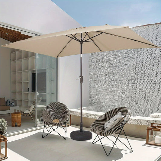 6.5 x 10ft Rectangular Patio Umbrellas Outdoor Market Umbrella with Push Button Tilt and Crank, Rectangle Table Umbrella 6 Sturdy Ribs UV Protection for Pool Garden Backyard Deck