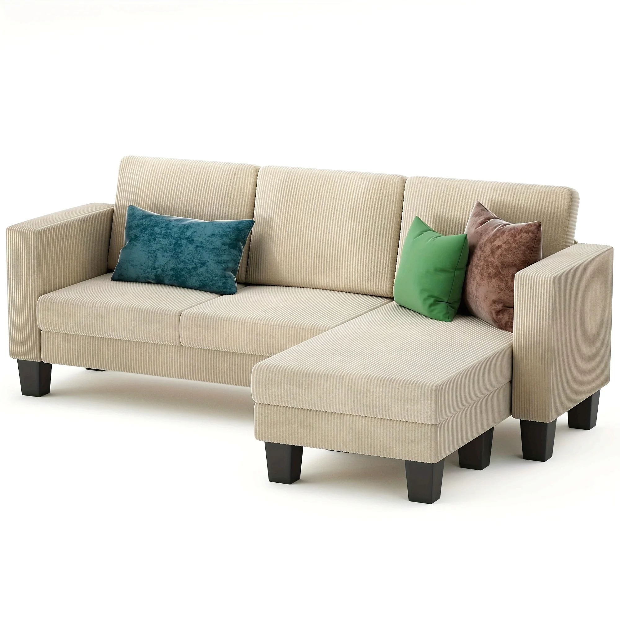 3 Seater Sofa Convertible Reversible Sofa Living Room Furniture Set Corduroy Local Warehouse