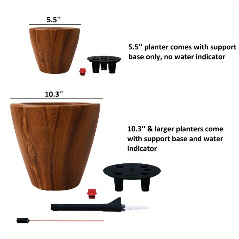Self-watering Planter Pot | 2-Pack | Plastic | Self-watering | 10 in. | Dark Wood